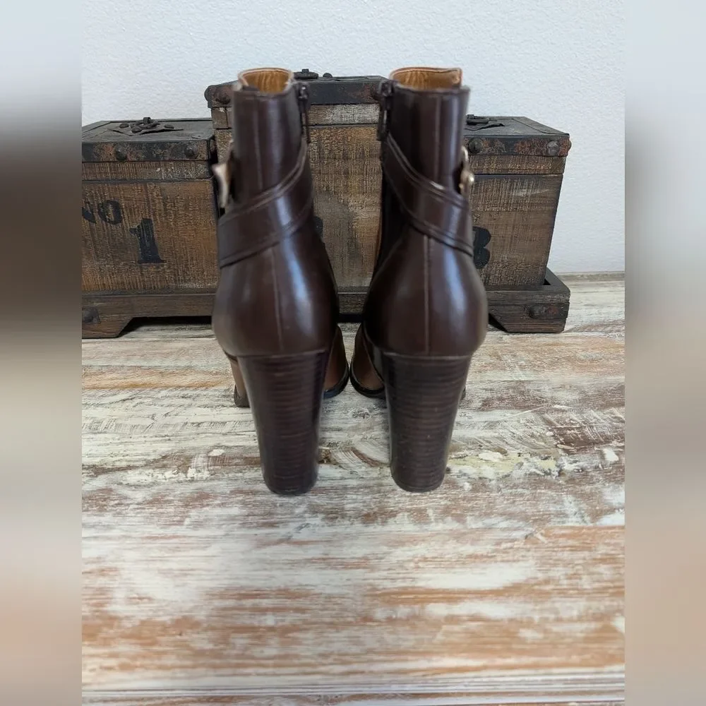 Aldo "Lampley" Two-Tone Congac/Brown Leather Ankle Booties, Size 8 - Picture 4 of 9